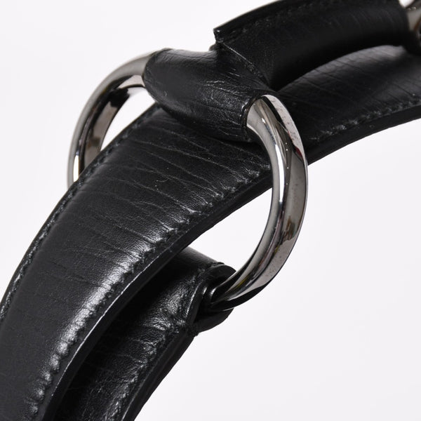 Very Good Condition GUCCI Gucci Horsebit GG Canvas Handbag Shoulder Bag Black Silver Hardware 190525 Used 4a003555