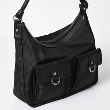 Load image into Gallery viewer, 極美品 GUCCI グッチ ホーボー ワンショルダー ハンドバッグ 293581 GGキャンバス レザー ブラック シルバー金具 中古 4a003495