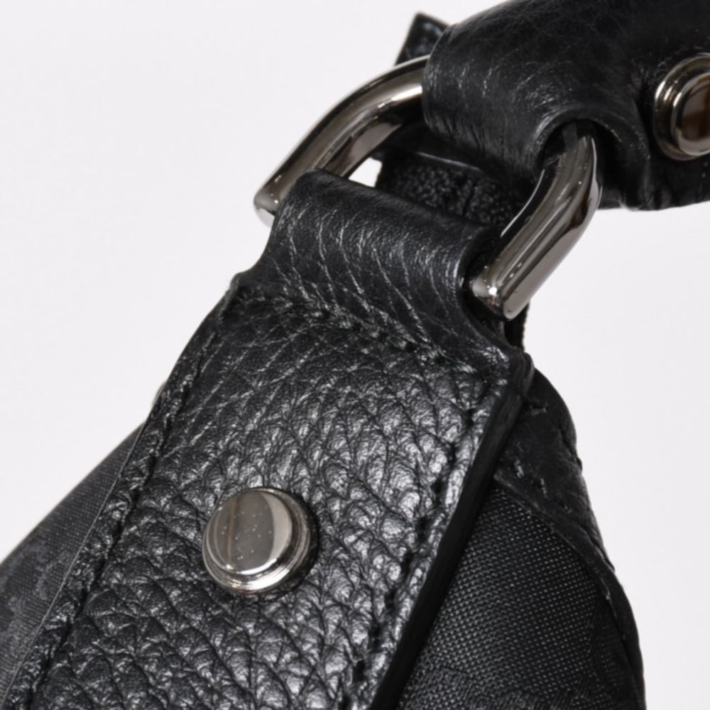 Very Good Condition GUCCI Gucci Hobo One Shoulder Handbag 293581 GG Canvas Leather Black Silver Hardware Used 4a003495