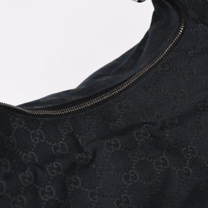 Very Good Condition GUCCI Gucci Horsebit GG Canvas Handbag Shoulder Bag Black Silver Hardware 190525 Used 4a003555