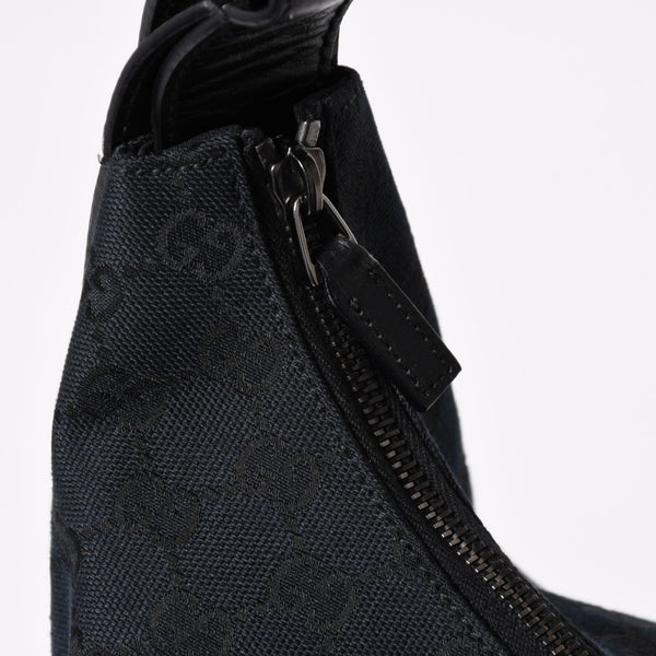 Very Good Condition GUCCI Gucci Horsebit GG Canvas Handbag Shoulder Bag Black Silver Hardware 190525 Used 4a003555