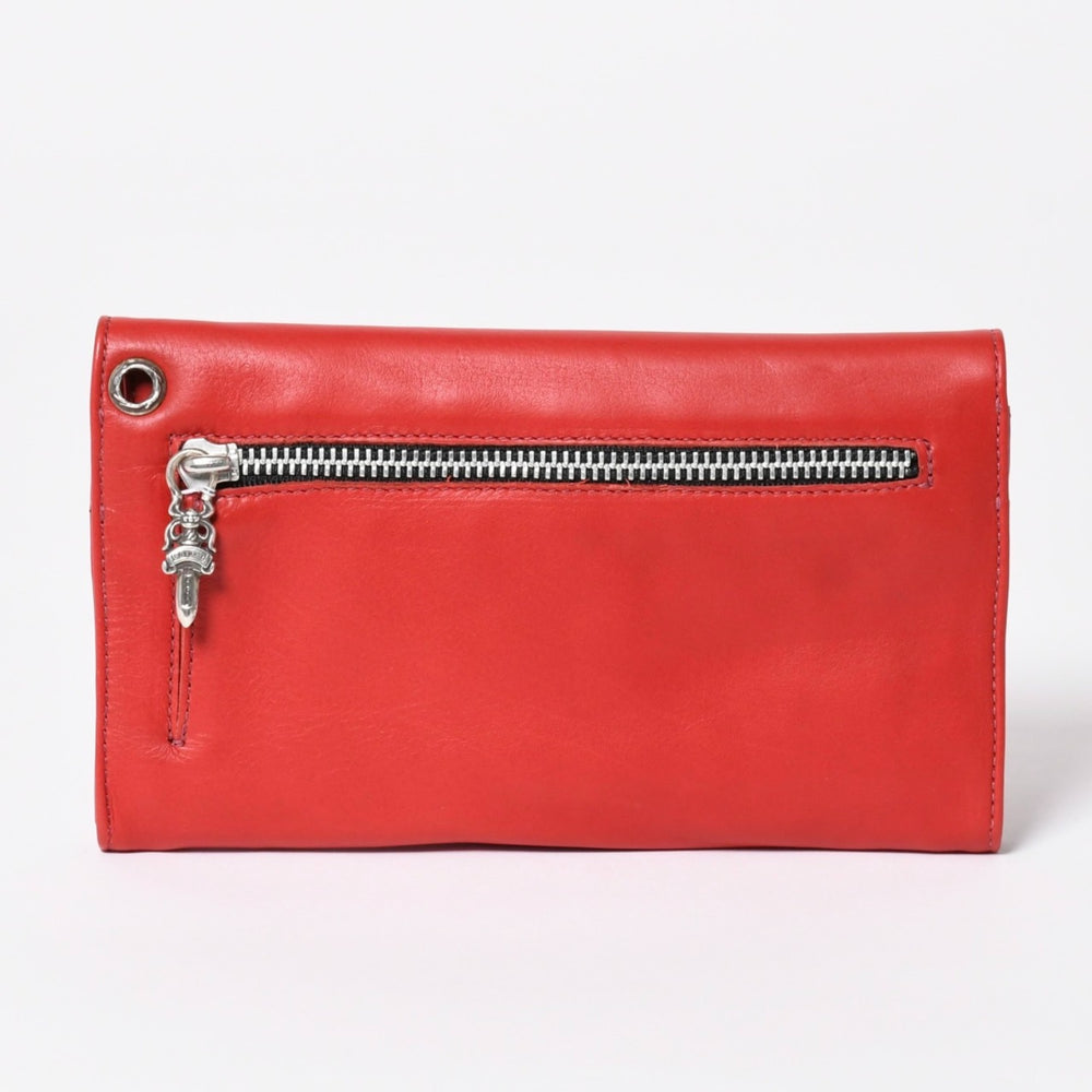 Very Good Condition CHROME HEARTS WAVE CROSS BALL Wave Cross Ball Button Long Wallet Long Wallet Soft Leather Used 4a003560