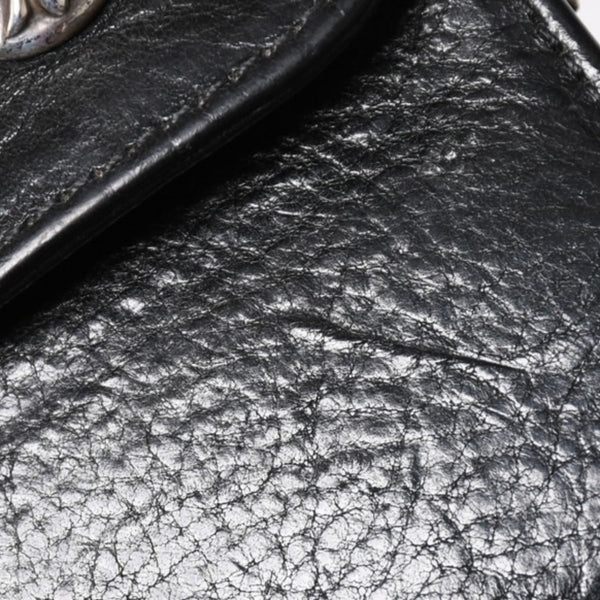 CHROME HEARTS クロムハーツ WAVE CROSS BALL ウェーブ クロスボールボタン レザーウォレット 長財布 ダガー ブラック 美品 中古 4a003559