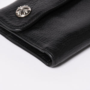 CHROME HEARTS クロムハーツ WAVE CROSS BALL ウェーブ クロスボールボタン レザーウォレット 長財布 ダガー ブラック 美品 中古 4a003559