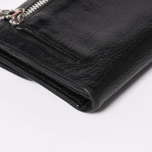 CHROME HEARTS クロムハーツ WAVE CROSS BALL ウェーブ クロスボールボタン レザーウォレット 長財布 ダガー ブラック 美品 中古 4a003559