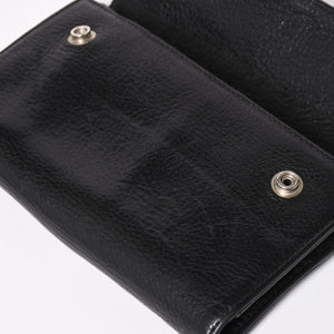 CHROME HEARTS クロムハーツ WAVE CROSS BALL ウェーブ クロスボールボタン レザーウォレット 長財布 ダガー ブラック 美品 中古 4a003559