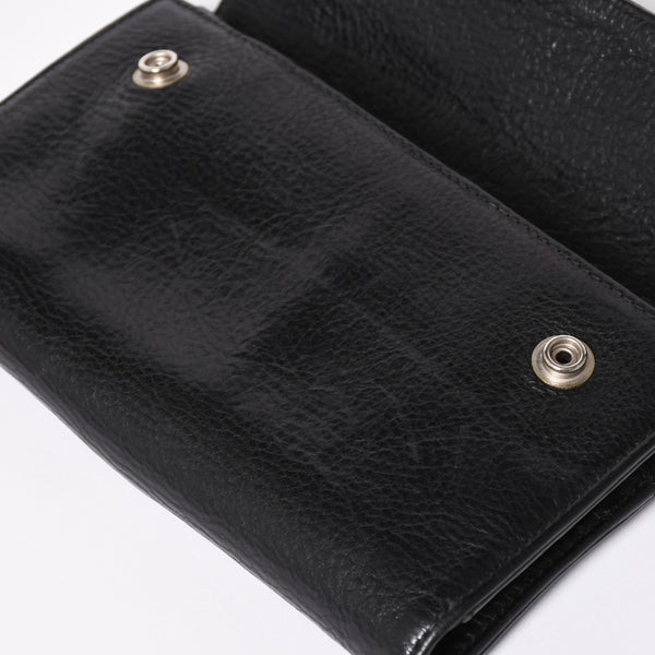 CHROME HEARTS クロムハーツ WAVE CROSS BALL ウェーブ クロスボールボタン レザーウォレット 長財布 ダガー ブラック 美品 中古 4a003559