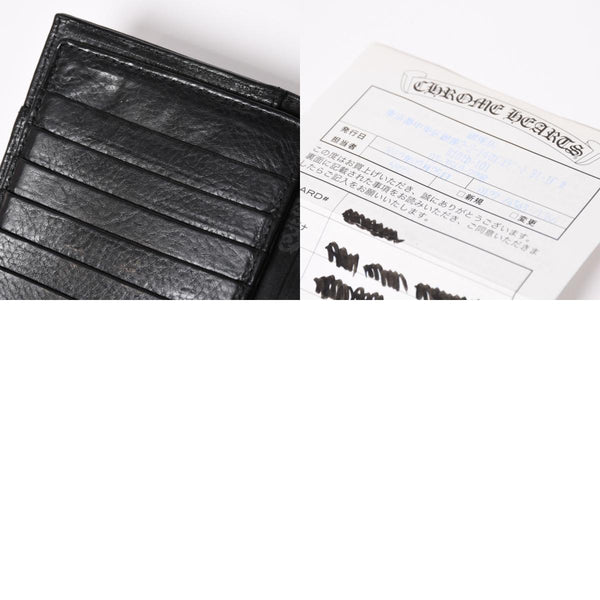 CHROME HEARTS クロムハーツ WAVE CROSS BALL ウェーブ クロスボールボタン レザーウォレット 長財布 ダガー ブラック 美品 中古 4a003559