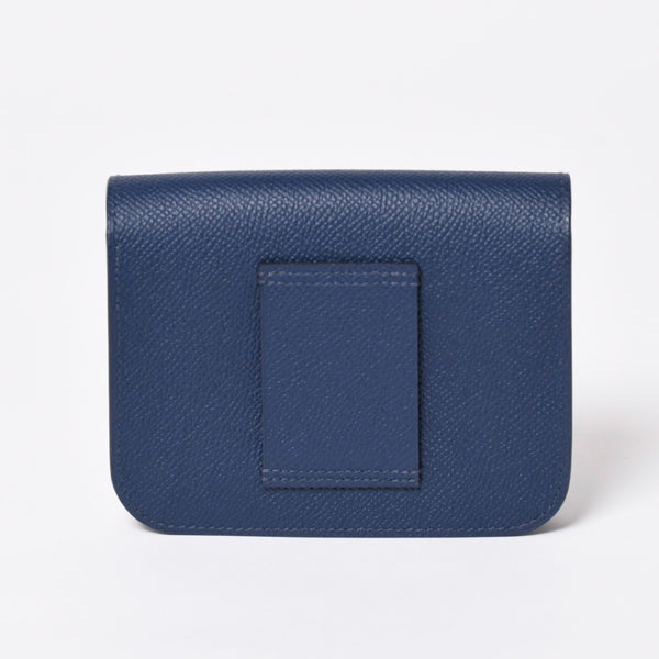 新品未使用 HERMES エルメス コンスタンス スリム 二つ折り財布 ヴォーエプソン B刻印 ネイビー ポーチ ウォレット ゴールド金具 中古 4a003199