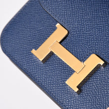画像をギャラリービューアに読み込む, 新品未使用 HERMES エルメス コンスタンス スリム 二つ折り財布 ヴォーエプソン B刻印 ネイビー ポーチ ウォレット ゴールド金具 中古 4a003199