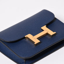 画像をギャラリービューアに読み込む, 新品未使用 HERMES エルメス コンスタンス スリム 二つ折り財布 ヴォーエプソン B刻印 ネイビー ポーチ ウォレット ゴールド金具 中古 4a003199