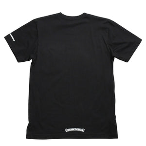 新品同様 CHROME HEARTS クロムハーツ ネックロゴ プリントポケットTシャツ 半袖Tシャツ ブラック Sサイズ スクロールラベル CHロゴ 中古 4a004022