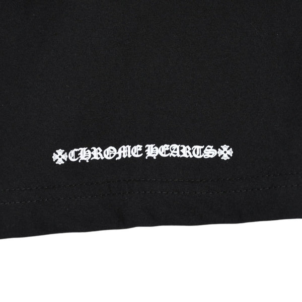 新品同様 CHROME HEARTS クロムハーツ ネックロゴ プリントポケットTシャツ 半袖Tシャツ ブラック Sサイズ スクロールラベル CHロゴ 中古 4a004022