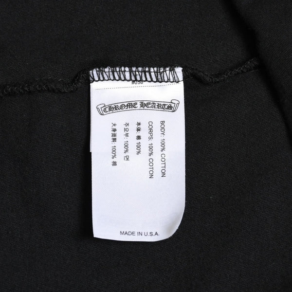 新品同様 CHROME HEARTS クロムハーツ ネックロゴ プリントポケットTシャツ 半袖Tシャツ ブラック Sサイズ スクロールラベル CHロゴ 中古 4a004022