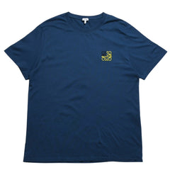 Very good condition LOEWE Anagram T-shirt H526Y22J26 Petroleum Dark Blue Yellow Anagram embroidery Short sleeve T-shirt XL size Used 4a004086
