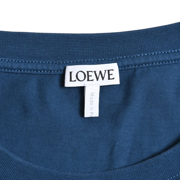 Very good condition LOEWE Anagram T-shirt H526Y22J26 Petroleum Dark Blue Yellow Anagram embroidery Short sleeve T-shirt XL size Used 4a004086