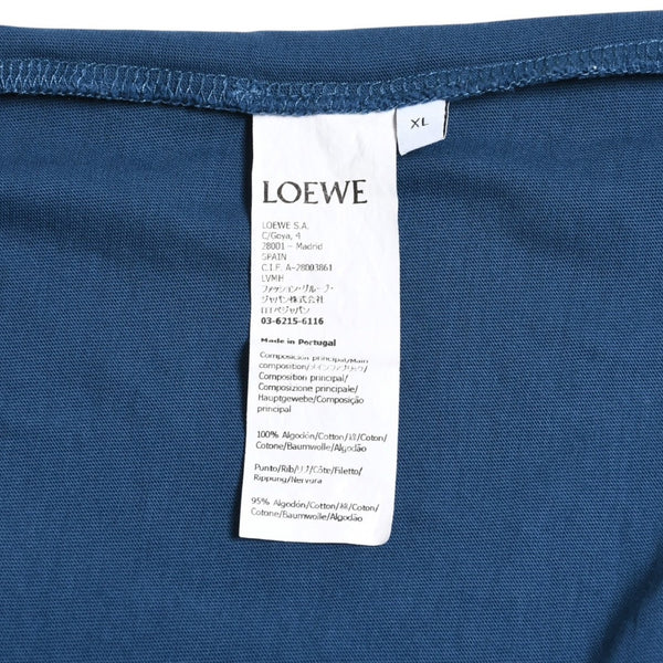 Very good condition LOEWE Anagram T-shirt H526Y22J26 Petroleum Dark Blue Yellow Anagram embroidery Short sleeve T-shirt XL size Used 4a004086