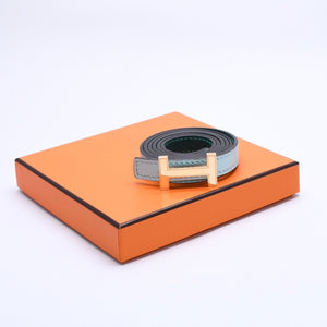Very Good Condition HERMES Belt A Engraved Gold Hardware Leather Belt Reversible Emerald Green Green Used 4a003883