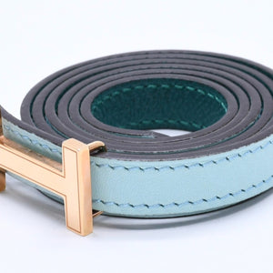 Very Good Condition HERMES Belt A Engraved Gold Hardware Leather Belt Reversible Emerald Green Green Used 4a003883
