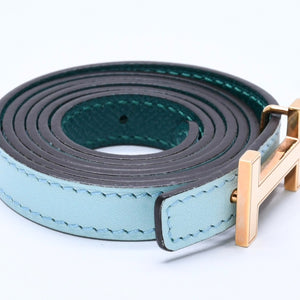 Very Good Condition HERMES Belt A Engraved Gold Hardware Leather Belt Reversible Emerald Green Green Used 4a003883