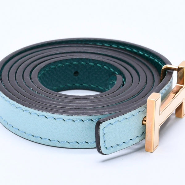 Very Good Condition HERMES Belt A Engraved Gold Hardware Leather Belt Reversible Emerald Green Green Used 4a003883