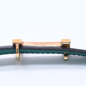 Very Good Condition HERMES Belt A Engraved Gold Hardware Leather Belt Reversible Emerald Green Green Used 4a003883