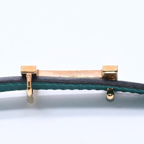 Very Good Condition HERMES Belt A Engraved Gold Hardware Leather Belt Reversible Emerald Green Green Used 4a003883