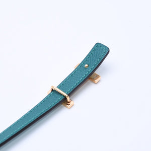 Very Good Condition HERMES Belt A Engraved Gold Hardware Leather Belt Reversible Emerald Green Green Used 4a003883
