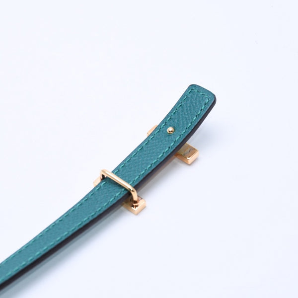 Very Good Condition HERMES Belt A Engraved Gold Hardware Leather Belt Reversible Emerald Green Green Used 4a003883