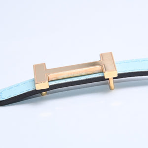 Very Good Condition HERMES Belt A Engraved Gold Hardware Leather Belt Reversible Emerald Green Green Used 4a003883