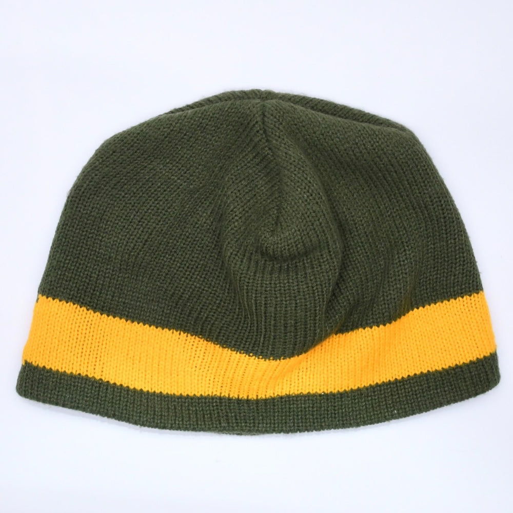 VINTAGE ヴィンテージ 90's OLD STUSSY オールドステューシー ビーニー ニットキャップ カーキ イエロー 刺繍ロゴ 美品 中古 4a003574