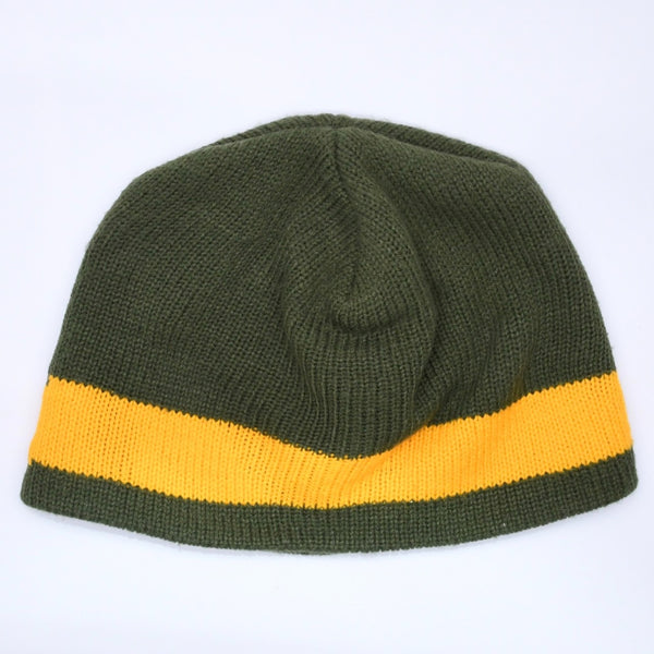 VINTAGE ヴィンテージ 90's OLD STUSSY オールドステューシー ビーニー ニットキャップ カーキ イエロー 刺繍ロゴ 美品 中古 4a003574