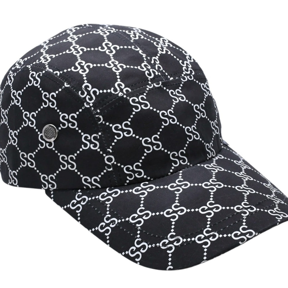 極美品 OLD STUSSY オールドステューシー 00's アジャスターキャップ GGモノグラム サンプリング ブラック ホワイト 中古 4a003576