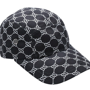Very Good Condition OLD STUSSY 00's Adjuster Cap GG Monogram Sampling Black White Used 4a003576