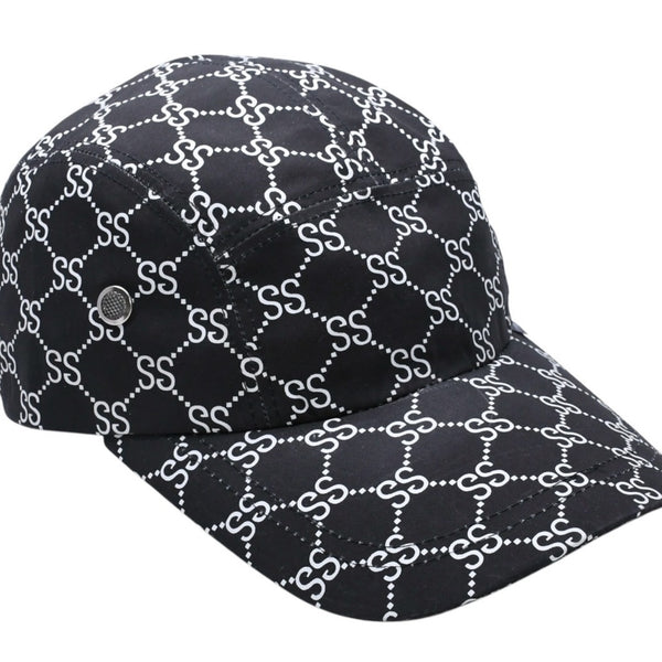 Very Good Condition OLD STUSSY 00's Adjuster Cap GG Monogram Sampling Black White Used 4a003576