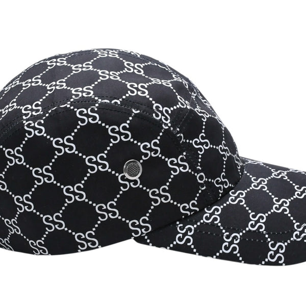 Very Good Condition OLD STUSSY 00's Adjuster Cap GG Monogram Sampling Black White Used 4a003576