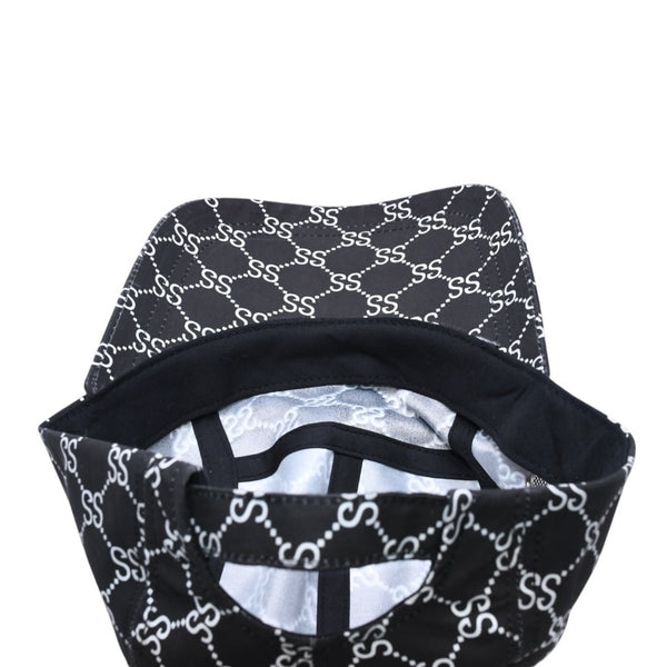 Very Good Condition OLD STUSSY 00's Adjuster Cap GG Monogram Sampling Black White Used 4a003576