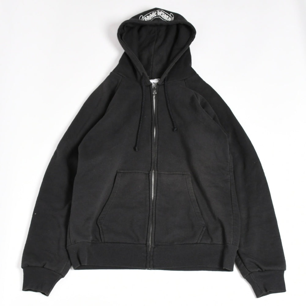 CHROME HEARTS Back Scroll Logo Thermal Zip Up Hoodie Scroll Label Black Silver 925 S Size Thermal Good Condition Used 4a004006