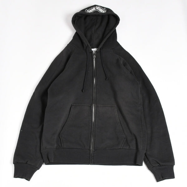 CHROME HEARTS Back Scroll Logo Thermal Zip Up Hoodie Scroll Label Black Silver 925 S Size Thermal Good Condition Used 4a004006