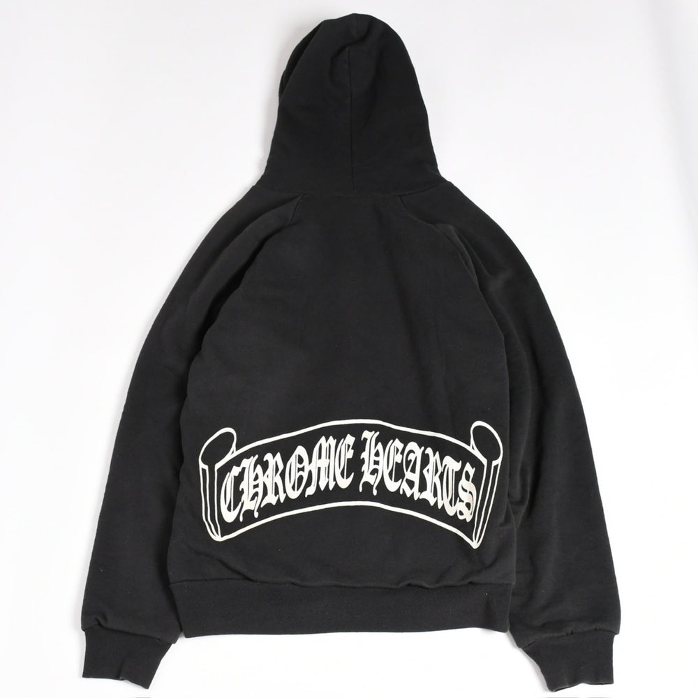 CHROME HEARTS Back Scroll Logo Thermal Zip Up Hoodie Scroll Label Black Silver 925 S Size Thermal Good Condition Used 4a004006