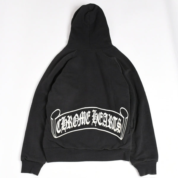 CHROME HEARTS Back Scroll Logo Thermal Zip Up Hoodie Scroll Label Black Silver 925 S Size Thermal Good Condition Used 4a004006