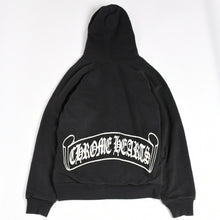 画像をギャラリービューアに読み込む, CHROME HEARTS クロムハーツ Back Scroll Logo Thermal Zip Up Hoodie スクロールラベル ブラック シルバー925 Sサイズ サーマル 美品 中古 4a004006