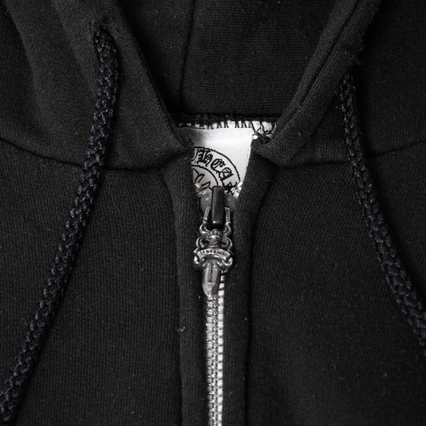 CHROME HEARTS Back Scroll Logo Thermal Zip Up Hoodie Scroll Label Black Silver 925 S Size Thermal Good Condition Used 4a004006