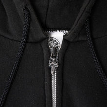 画像をギャラリービューアに読み込む, CHROME HEARTS クロムハーツ Back Scroll Logo Thermal Zip Up Hoodie スクロールラベル ブラック シルバー925 Sサイズ サーマル 美品 中古 4a004006