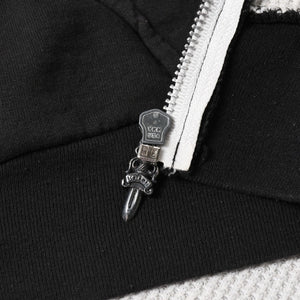CHROME HEARTS Back Scroll Logo Thermal Zip Up Hoodie Scroll Label Black Silver 925 S Size Thermal Good Condition Used 4a004006