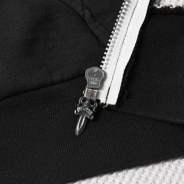CHROME HEARTS Back Scroll Logo Thermal Zip Up Hoodie Scroll Label Black Silver 925 S Size Thermal Good Condition Used 4a004006