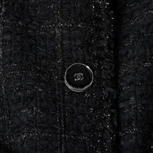 画像をギャラリービューアに読み込む, 極美品 CHANEL シャネル ノーカラーツイードジャケット P80445 ブラック アウター ココマーク 50サイズ パッチポケット 中古 4b012776