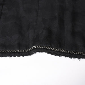 極美品 CHANEL シャネル ノーカラーツイードジャケット P80445 ブラック アウター ココマーク 50サイズ パッチポケット 中古 4b012776