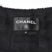 画像をギャラリービューアに読み込む, 極美品 CHANEL シャネル ノーカラーツイードジャケット P80445 ブラック アウター ココマーク 50サイズ パッチポケット 中古 4b012776