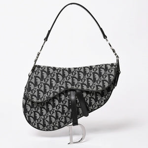 極美品 Christian Dior クリスチャン ディオール サドルバッグ トロッター ブラック シルバー金具 ショルダーバッグ ガリアーノ 中古 4a003588